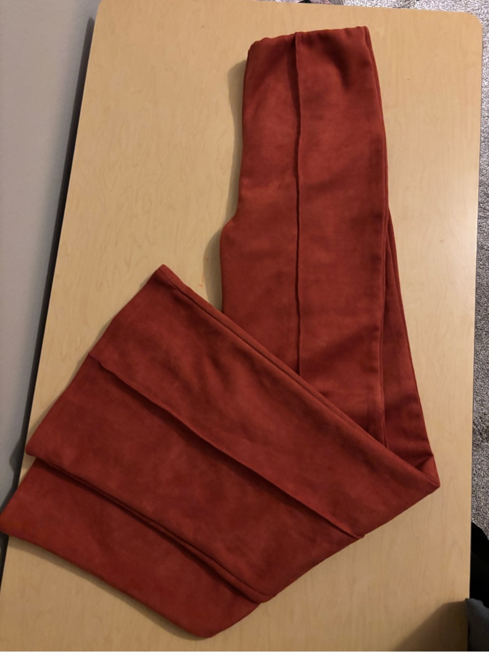 Rust Red Suede-Look Flares